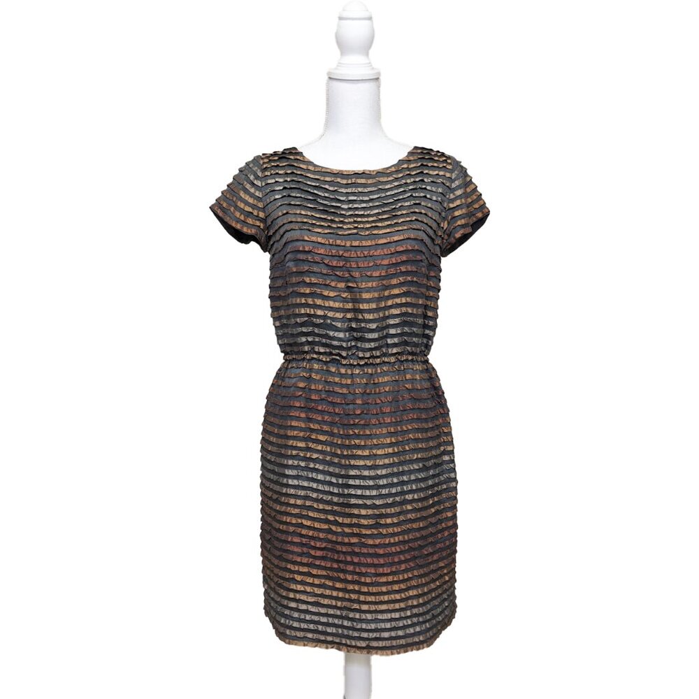 BEHNAZ SARAFPOUR Silk-Blend Sheath Dress with Ruffled Ribbons